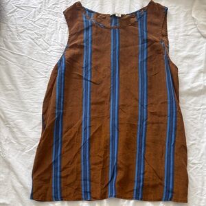 Lucky Brand Brown and Blue Striped Top